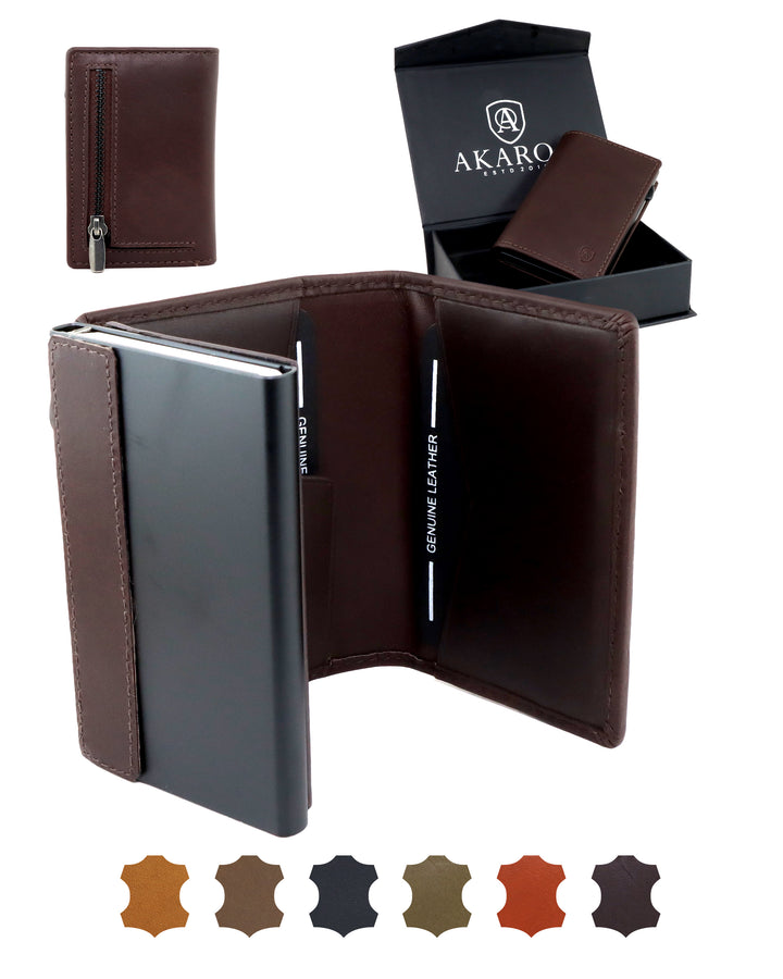 Geldbörse Herren Damen, Portemonnaie, slim wallet, pop up wallet, RFID-Blocker, Brieftasche, Rindsleder#farbe_braun