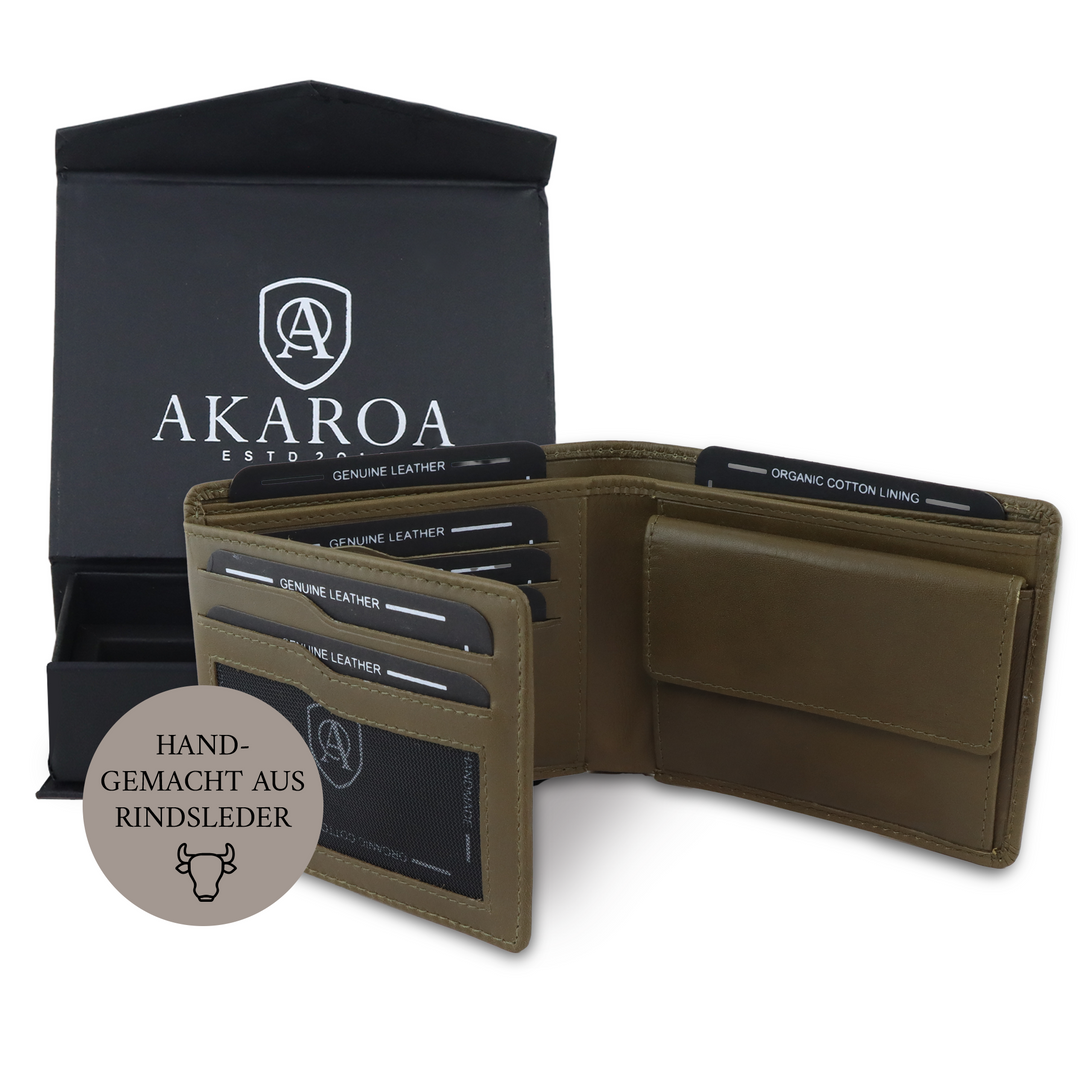 Geldbörse Herren Damen, Portemonnaie, slim wallet, Cardholder, RFID-Blocker, Brieftasche, Rindsleder#farbe_gruen
