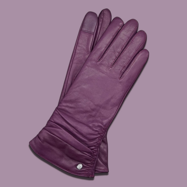 Lederhandschuhe für Damen, Nappaleder, Kaschmirfutter, Smartphone Funktion#farbe_beere