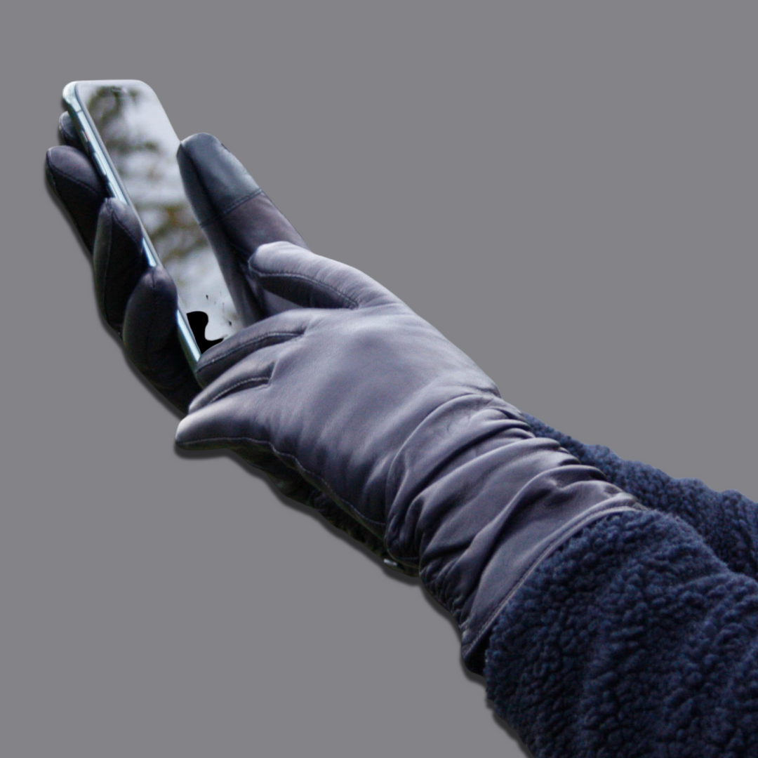 Lederhandschuhe für Damen, Nappaleder, Kaschmirfutter, Smartphone Funktion#farbe_marineblau