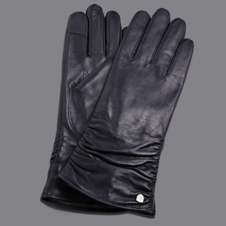 Lederhandschuhe für Damen, Nappaleder, Kaschmirfutter, Smartphone Funktion#farbe_marineblau