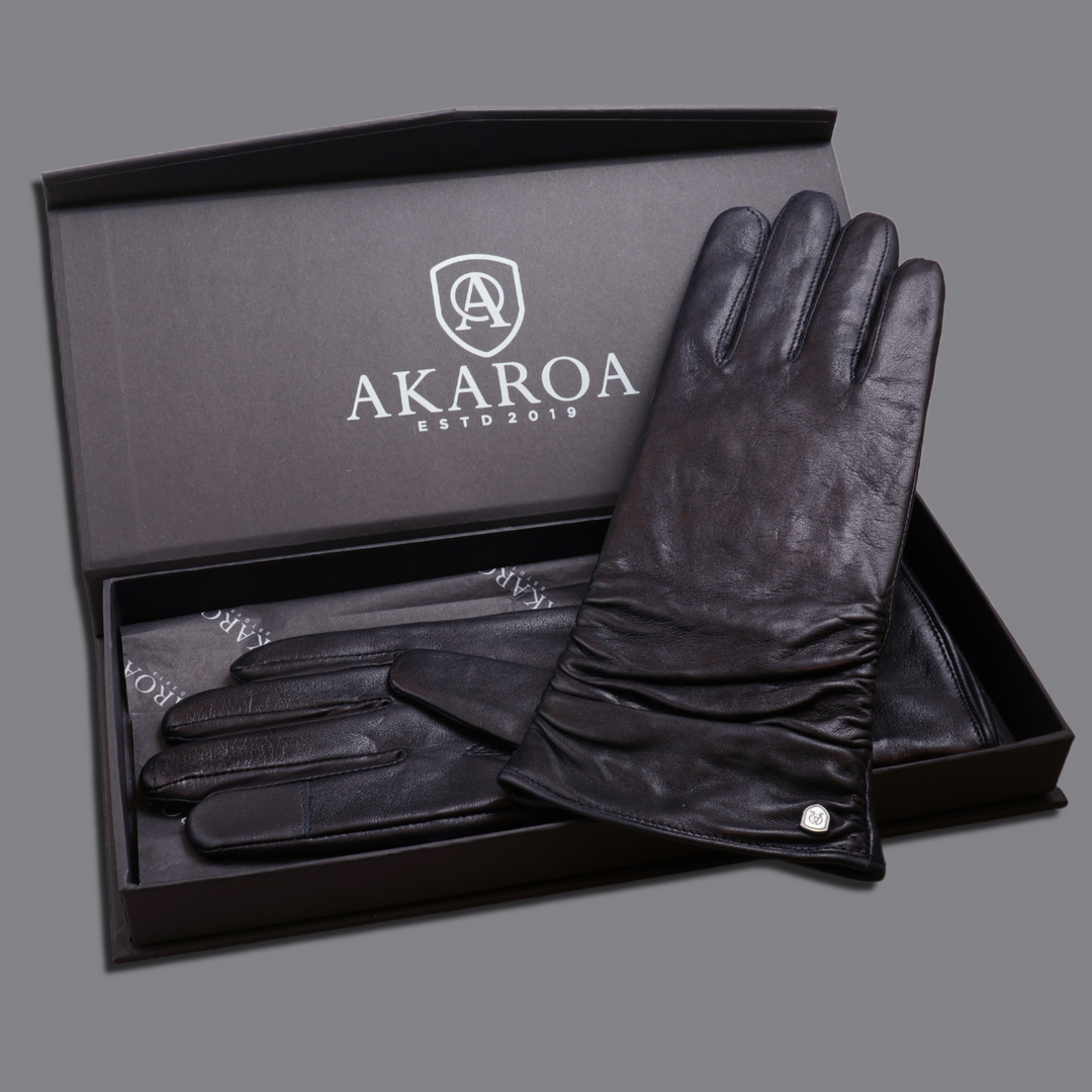 Lederhandschuhe für Damen, Nappaleder, Kaschmirfutter, Smartphone Funktion#farbe_marineblau