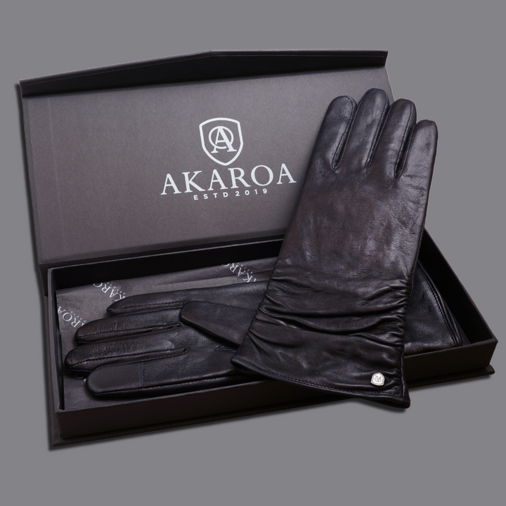 Lederhandschuhe für Damen, Nappaleder, Kaschmirfutter, Smartphone Funktion#farbe_marineblau