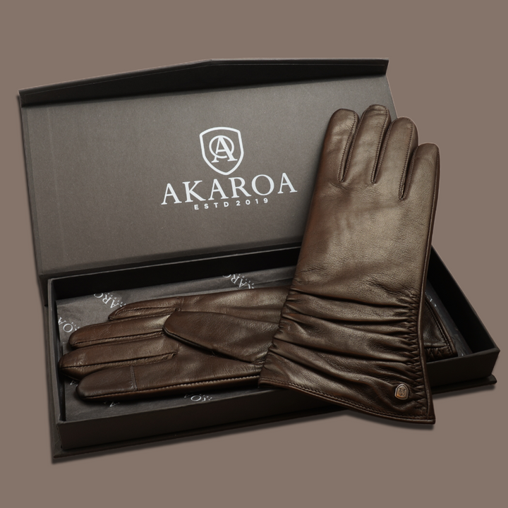 Lederhandschuhe für Damen, Nappaleder, Kaschmirfutter, Smartphone Funktion#farbe_schwarzbraun