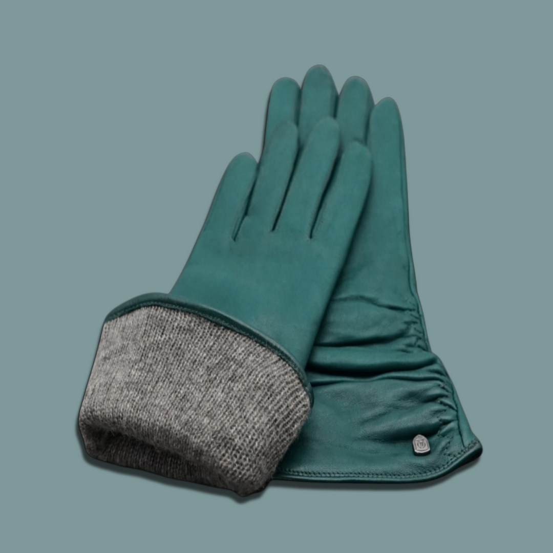Lederhandschuhe für Damen, Nappaleder, Kaschmirfutter, Smartphone Funktion#farbe_flaschengruen