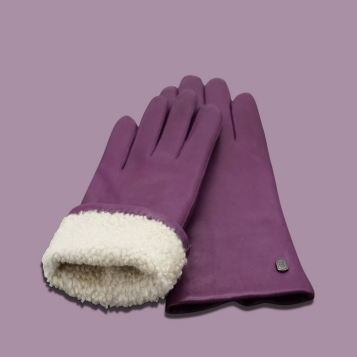 Lederhandschuhe für Damen, Nappaleder, Lammfellfutter, Smartphone Funktion#farbe_beere