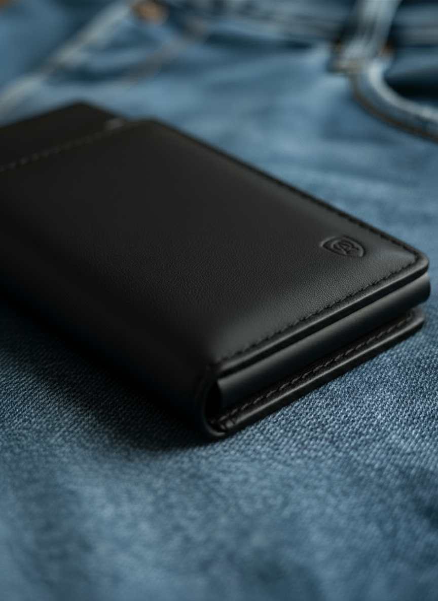 Geldbörse Herren Damen, Portemonnaie, slim wallet, pop up wallet, RFID-Blocker, Brieftasche, Rindsleder#farbe_schwarz