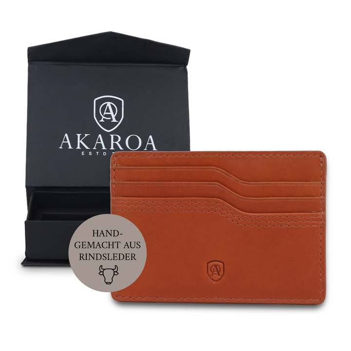 Geldbörse Herren Damen, Portemonnaie, slim wallet, Cardholder, RFID-Blocker, Brieftasche, Rindsleder#farbe_cognac