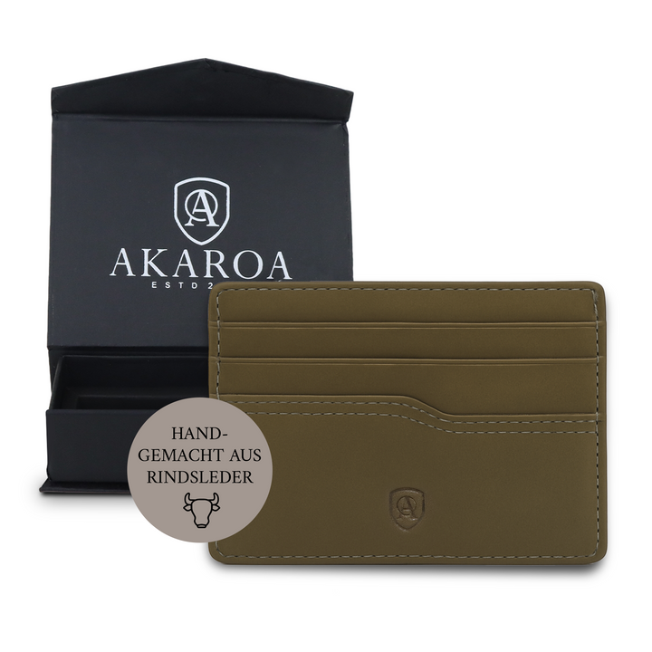 Geldbörse Herren Damen, Portemonnaie, slim wallet, Cardholder, RFID-Blocker, Brieftasche, Rindsleder#farbe_gruen