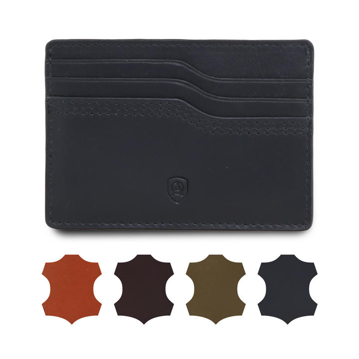 Geldbörse Herren Damen, Portemonnaie, slim wallet, Cardholder, RFID-Blocker, Brieftasche, Rindsleder#farbe_schwarz