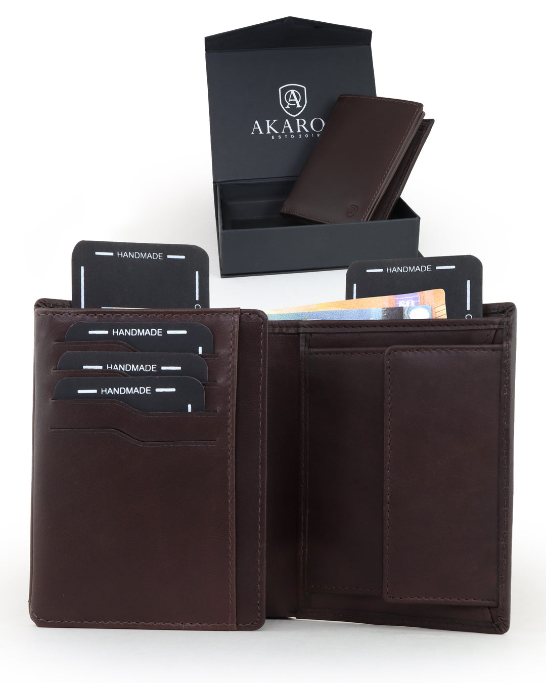 Geldbörse Herren Damen, Portemonnaie, slim wallet, Cardholder, RFID-Blocker, Brieftasche, Rindsleder#farbe_braun