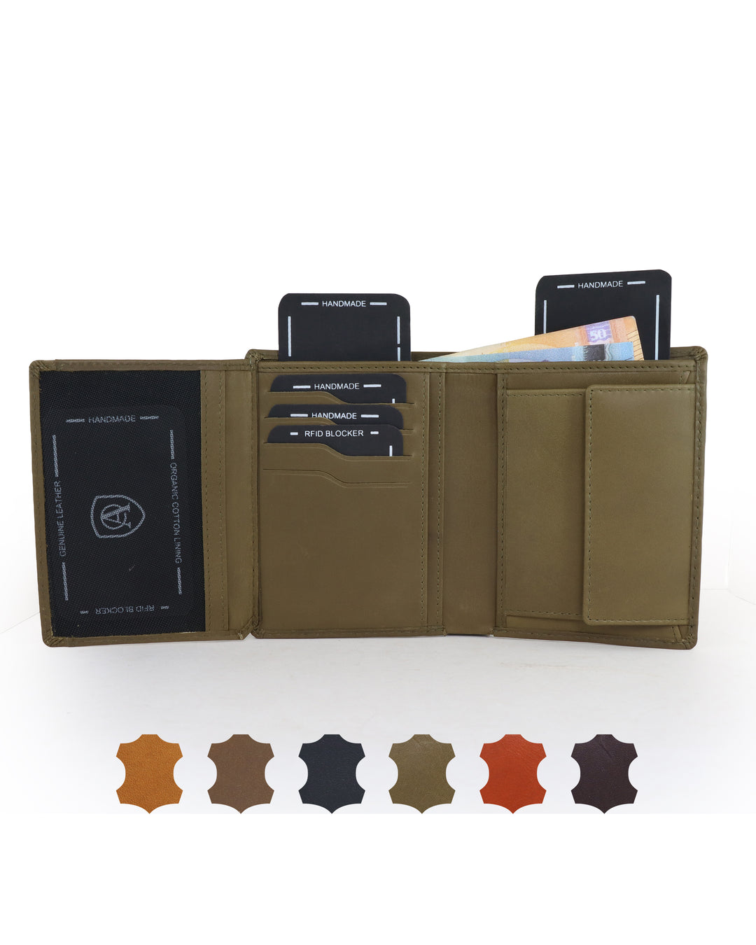 Geldbörse Herren Damen, Portemonnaie, slim wallet, Cardholder, RFID-Blocker, Brieftasche, Rindsleder#farbe_gruen
