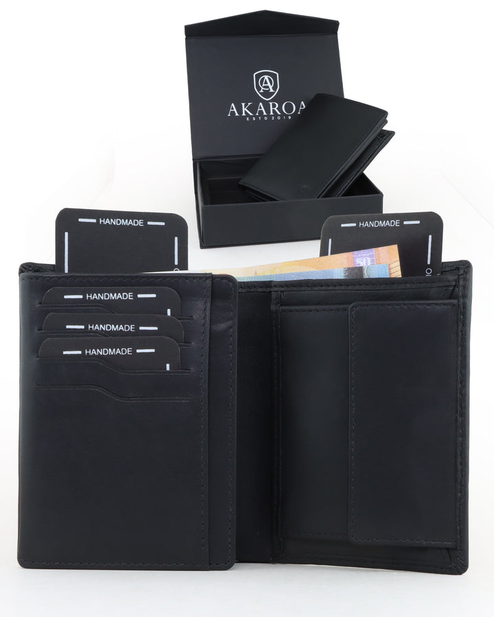 Geldbörse Herren Damen, Portemonnaie, slim wallet, Cardholder, RFID-Blocker, Brieftasche, Rindsleder#farbe_schwarz