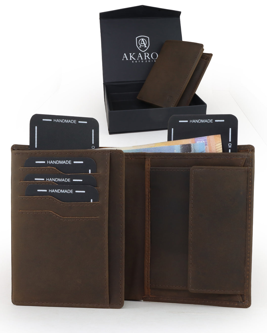 Geldbörse Herren Damen, Portemonnaie, slim wallet, Cardholder, RFID-Blocker, Brieftasche, Rindsleder#farbe_vintage-braun