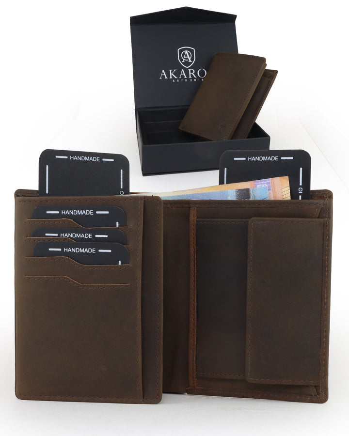 Geldbörse Herren Damen, Portemonnaie, slim wallet, Cardholder, RFID-Blocker, Brieftasche, Rindsleder#farbe_vintage-braun