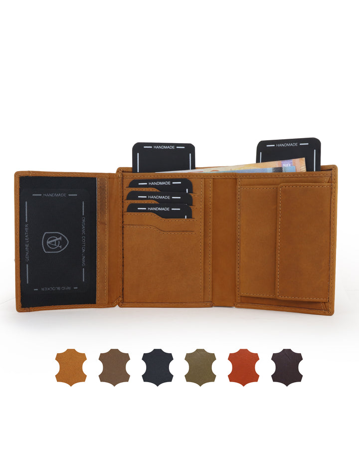 Geldbörse Herren Damen, Portemonnaie, slim wallet, Cardholder, RFID-Blocker, Brieftasche, Rindsleder#farbe_vintage-tan