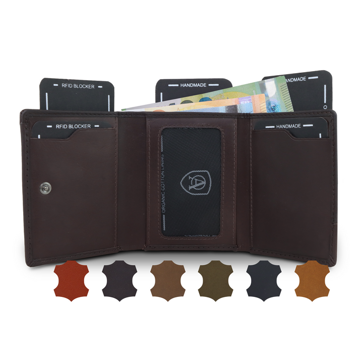 Geldbörse Herren Damen, Portemonnaie, slim wallet, Cardholder, RFID-Blocker, Brieftasche, Rindsleder#farbe_braun