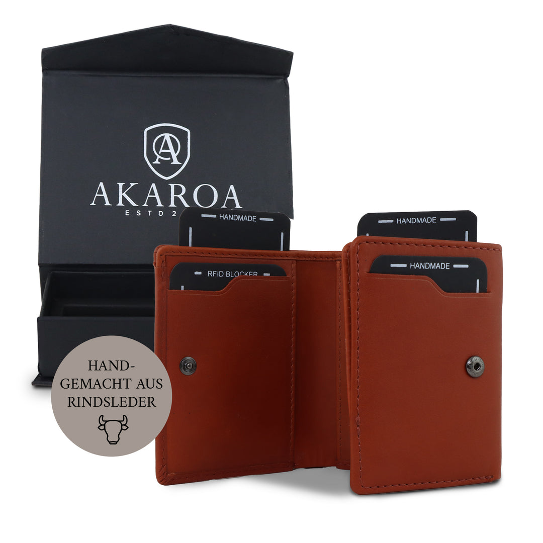 Geldbörse Herren Damen, Portemonnaie, slim wallet, Cardholder, RFID-Blocker, Brieftasche, Rindsleder#farbe_cognac