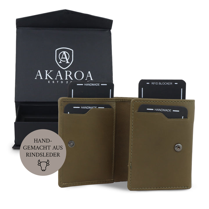 Geldbörse Herren Damen, Portemonnaie, slim wallet, Cardholder, RFID-Blocker, Brieftasche, Rindsleder#farbe_gruen