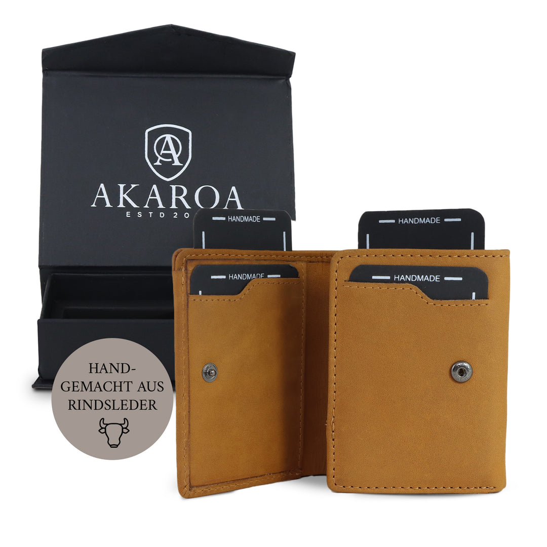 Geldbörse Herren Damen, Portemonnaie, slim wallet, Cardholder, RFID-Blocker, Brieftasche, Rindsleder#farbe_vintage-tan