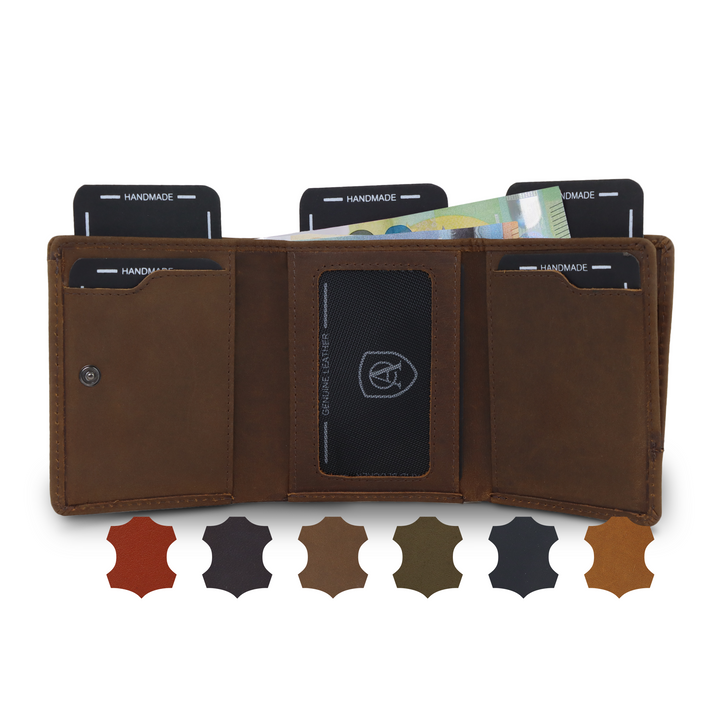 Geldbörse Herren Damen, Portemonnaie, slim wallet, Cardholder, RFID-Blocker, Brieftasche, Rindsleder#farbe_vintage-braun