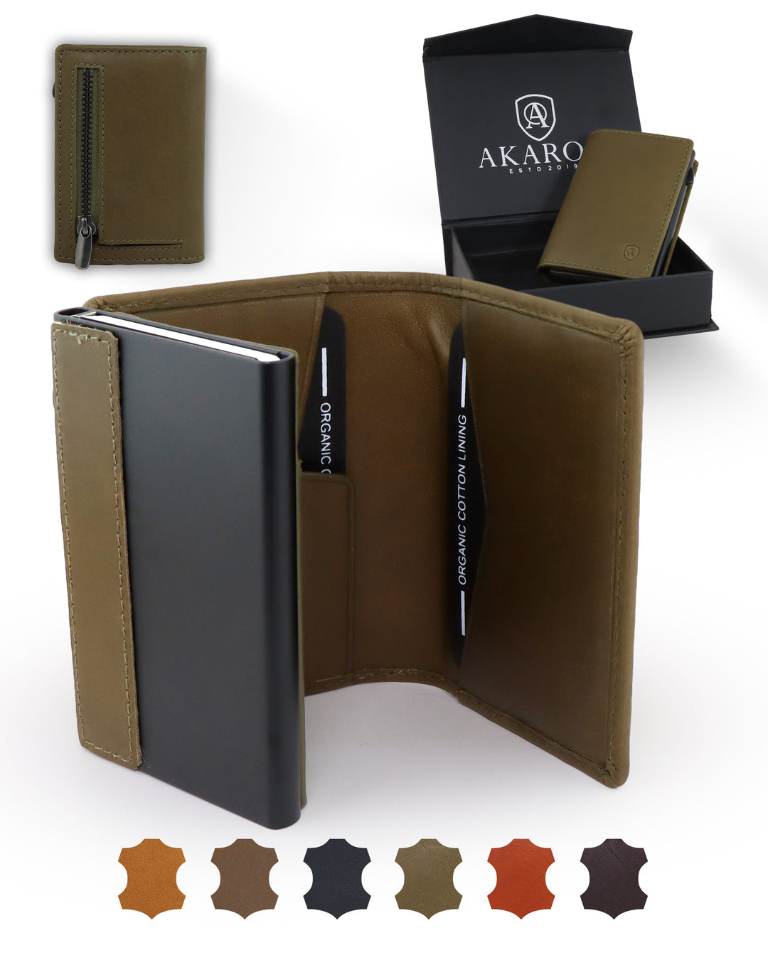 Geldbörse Herren Damen, Portemonnaie, slim wallet, pop up wallet, RFID-Blocker, Brieftasche, Rindsleder#farbe_gruen
