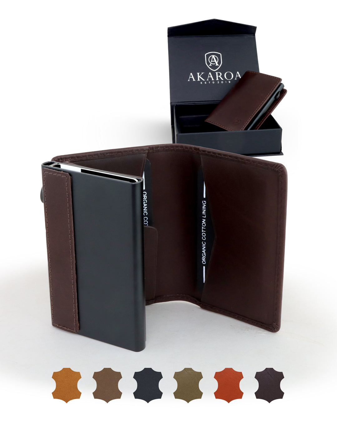 Geldbörse Herren Damen, Portemonnaie, slim wallet, pop up wallet, RFID-Blocker, Brieftasche, Rindsleder#farbe_braun