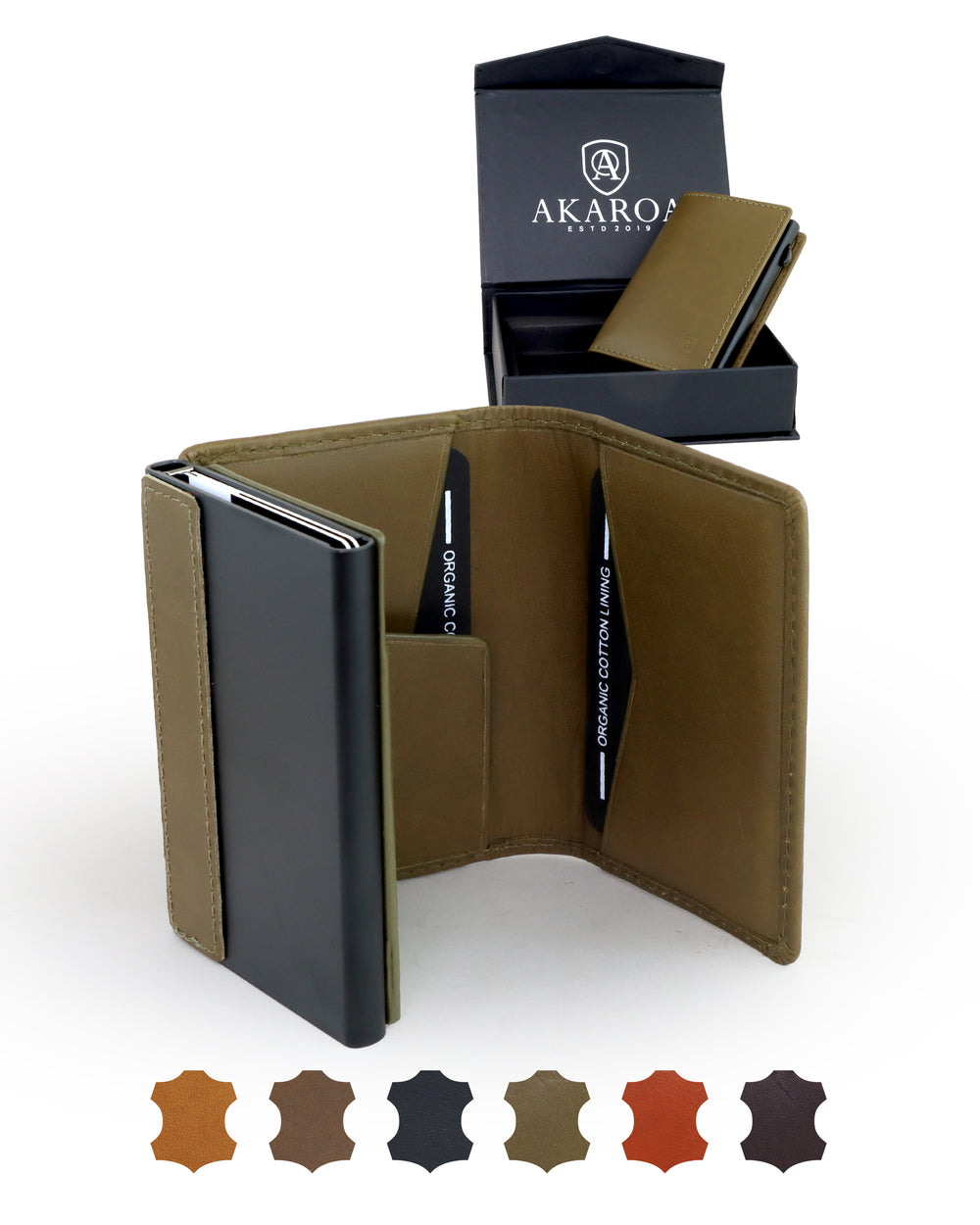 Geldbörse Herren Damen, Portemonnaie, slim wallet, pop up wallet, RFID-Blocker, Brieftasche, Rindsleder#farbe_gruen