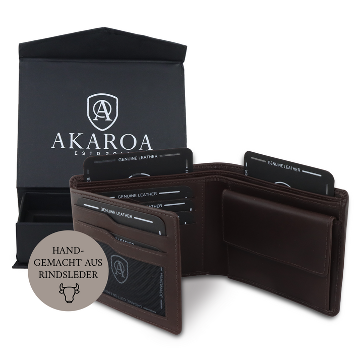 Geldbörse Herren Damen, Portemonnaie, slim wallet, Cardholder, RFID-Blocker, Brieftasche, Rindsleder#farbe_braun