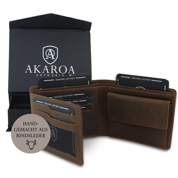 Geldbörse Herren Damen, Portemonnaie, slim wallet, Cardholder, RFID-Blocker, Brieftasche, Rindsleder#farbe_vintage-braun