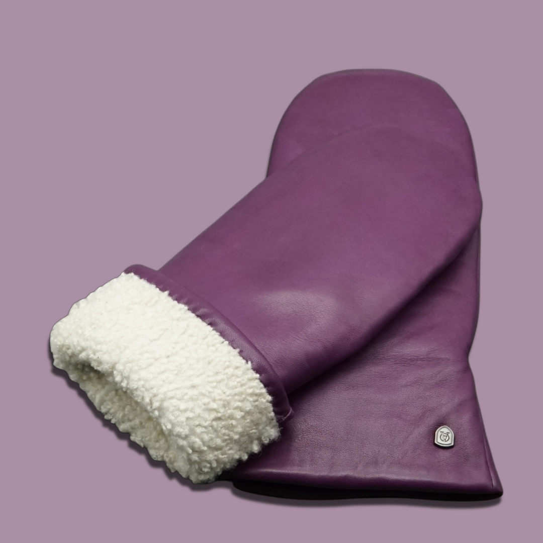 Lederhandschuhe für Damen, Nappaleder, Lammfellfutter, Smartphone Funktion#farbe_beere