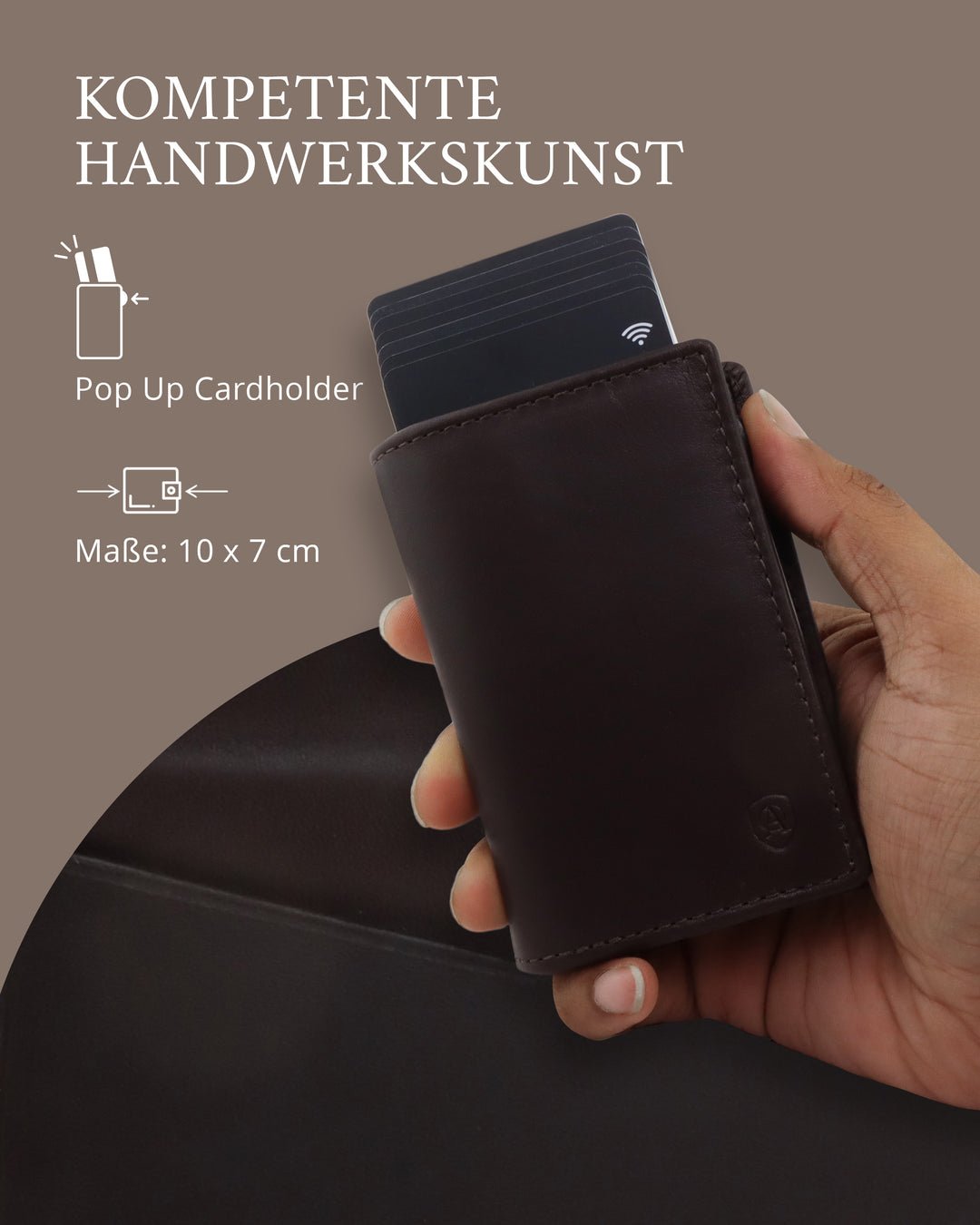 Geldbörse Herren Damen, Portemonnaie, slim wallet, pop up wallet, RFID-Blocker, Brieftasche, Rindsleder#farbe_braun