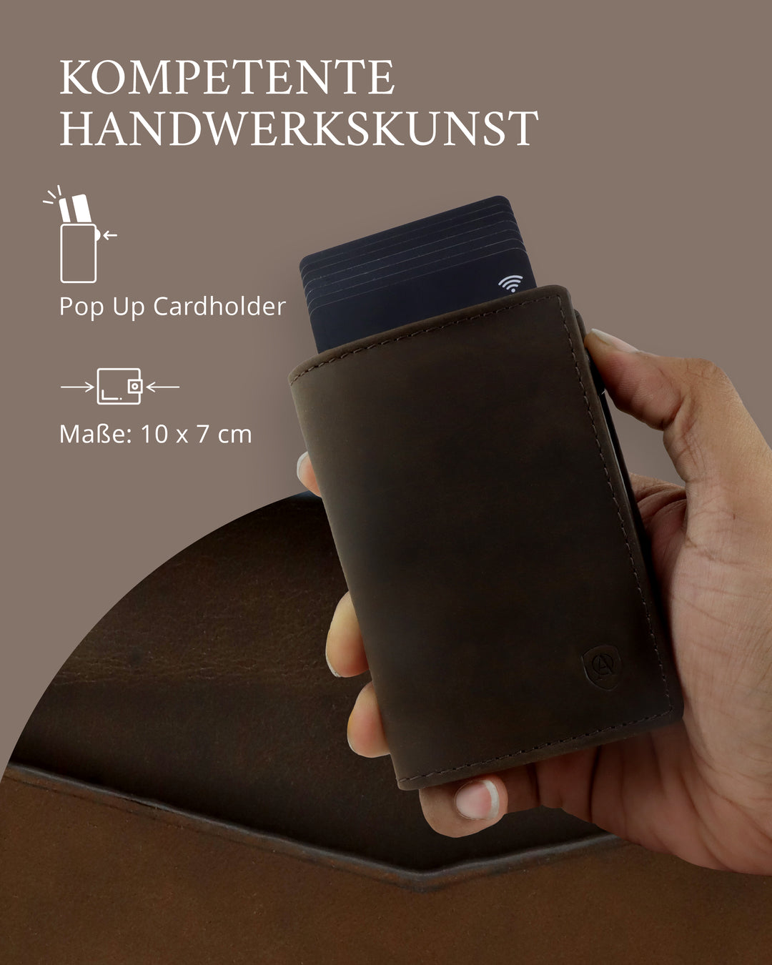 Geldbörse Herren Damen, Portemonnaie, slim wallet, pop up wallet, RFID-Blocker, Brieftasche, Rindsleder#farbe_vintage-braun