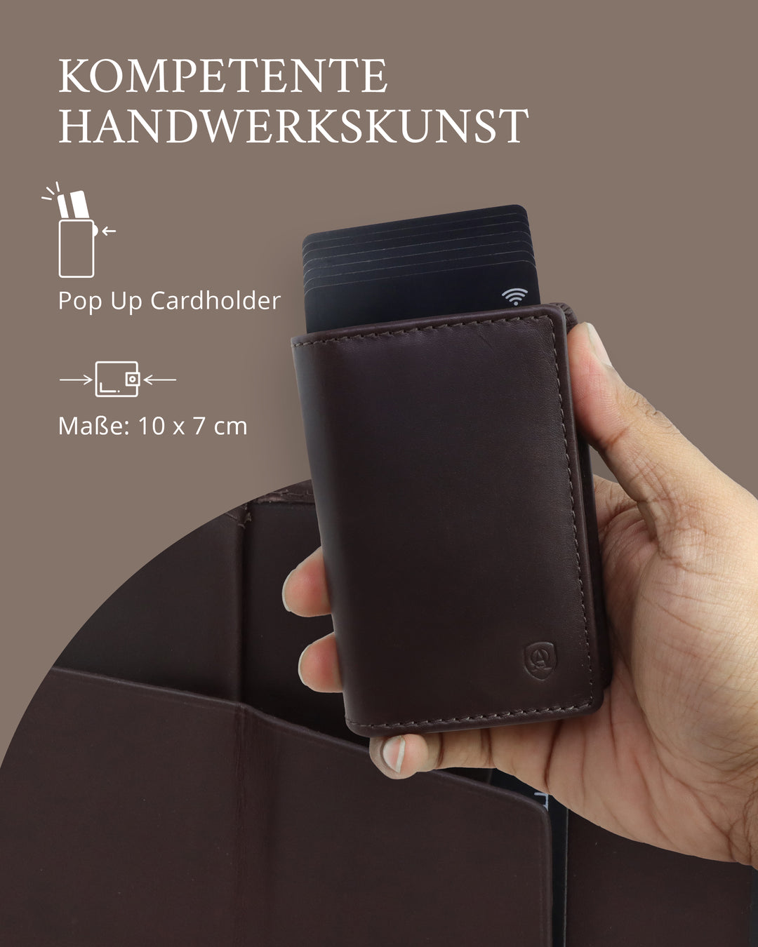 Geldbörse Herren Damen, Portemonnaie, slim wallet, pop up wallet, RFID-Blocker, Brieftasche, Rindsleder#farbe_braun