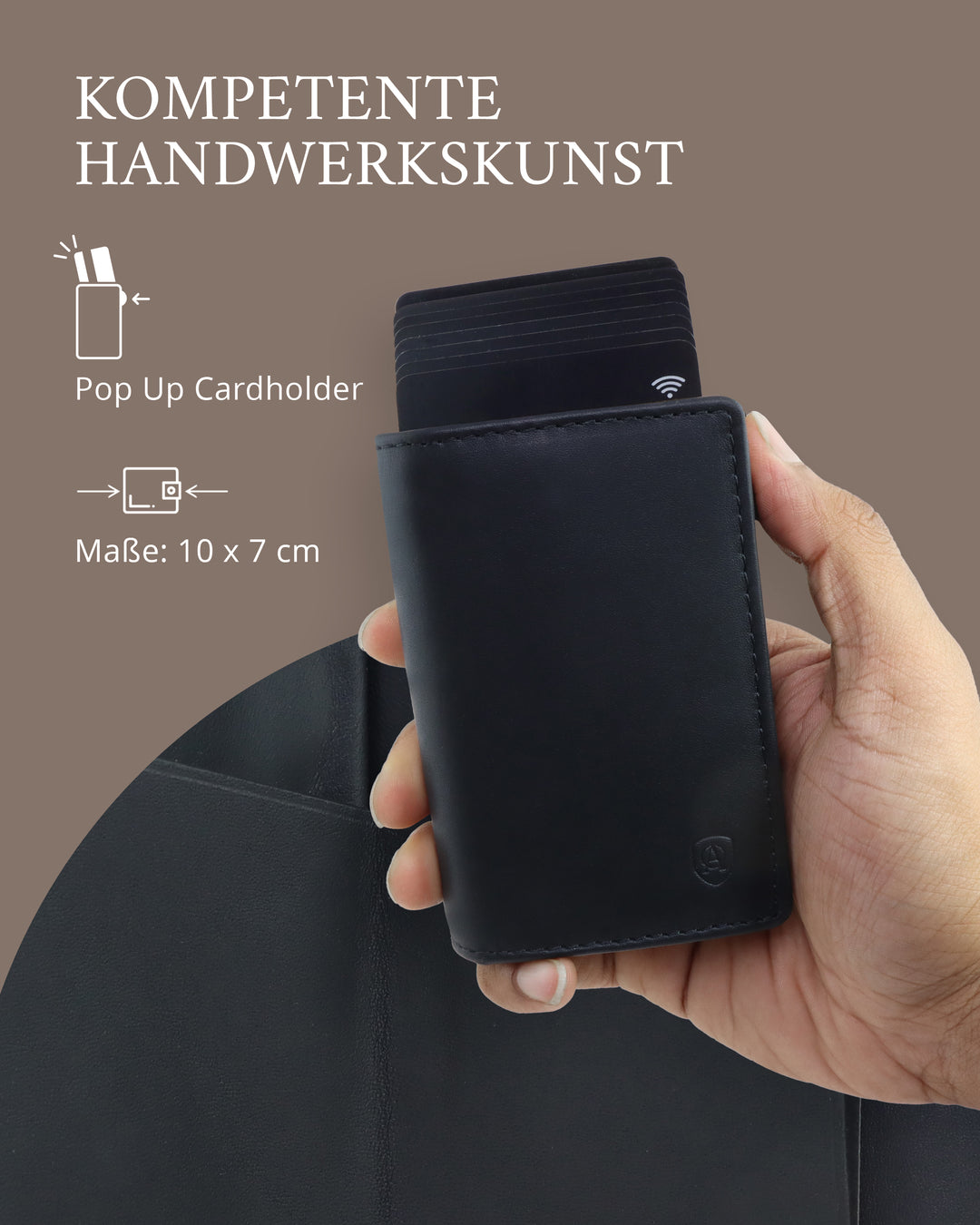 Geldbörse Herren Damen, Portemonnaie, slim wallet, pop up wallet, RFID-Blocker, Brieftasche, Rindsleder#farbe_schwarz