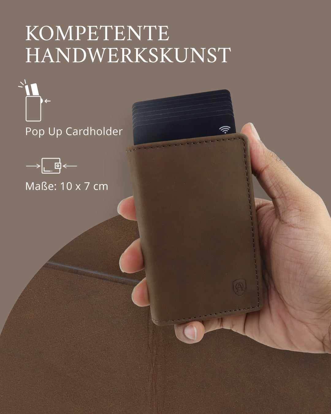 Geldbörse Herren Damen, Portemonnaie, slim wallet, pop up wallet, RFID-Blocker, Brieftasche, Rindsleder#farbe_Vintage-braun