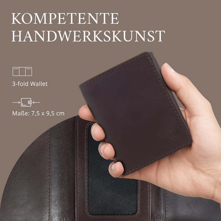 Geldbörse Herren Damen, Portemonnaie, slim wallet, Cardholder, RFID-Blocker, Brieftasche, Rindsleder#farbe_braun