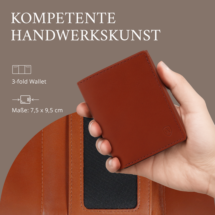 Geldbörse Herren Damen, Portemonnaie, slim wallet, Cardholder, RFID-Blocker, Brieftasche, Rindsleder#farbe_cognac
