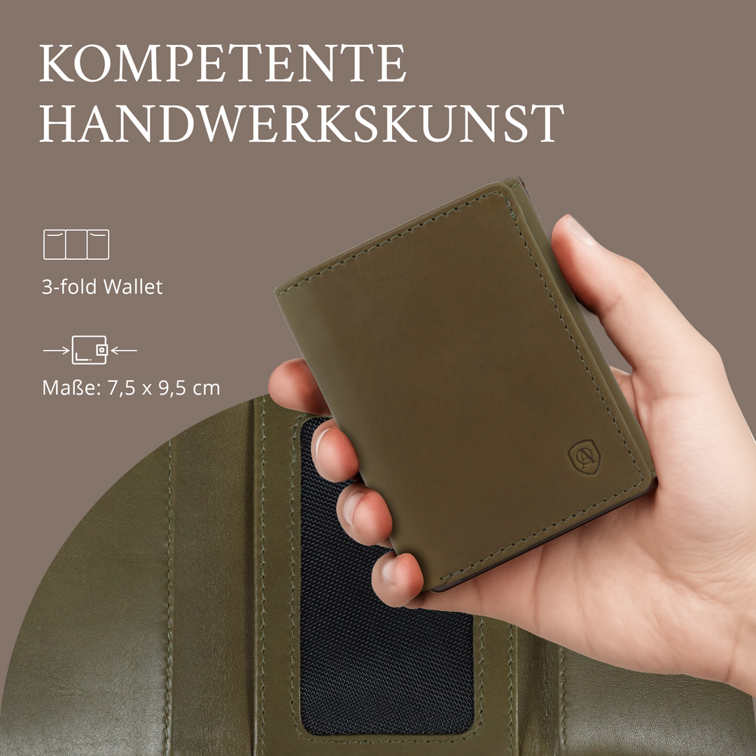Geldbörse Herren Damen, Portemonnaie, slim wallet, Cardholder, RFID-Blocker, Brieftasche, Rindsleder#farbe_gruen