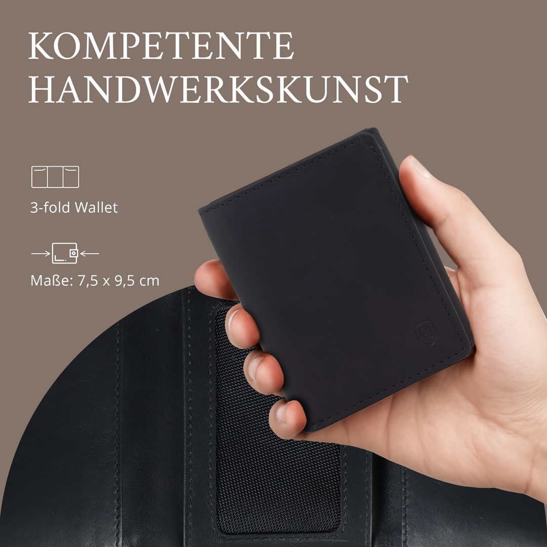 Geldbörse Herren Damen, Portemonnaie, slim wallet, Cardholder, RFID-Blocker, Brieftasche, Rindsleder#farbe_schwarz