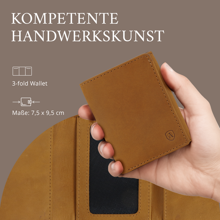 Geldbörse Herren Damen, Portemonnaie, slim wallet, Cardholder, RFID-Blocker, Brieftasche, Rindsleder#farbe_vintage-tan