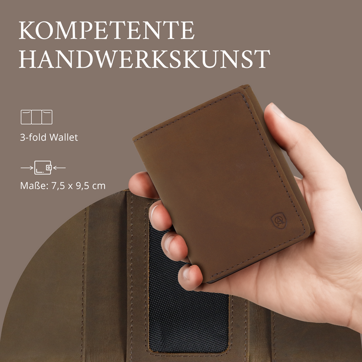 Geldbörse Herren Damen, Portemonnaie, slim wallet, Cardholder, RFID-Blocker, Brieftasche, Rindsleder#farbe_vintage-braun