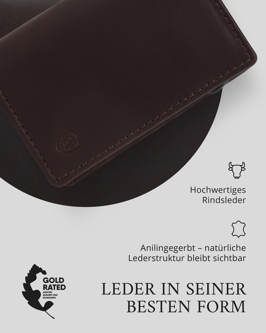 Geldbörse Herren Damen, Portemonnaie, slim wallet, pop up wallet, RFID-Blocker, Brieftasche, Rindsleder#farbe_braun