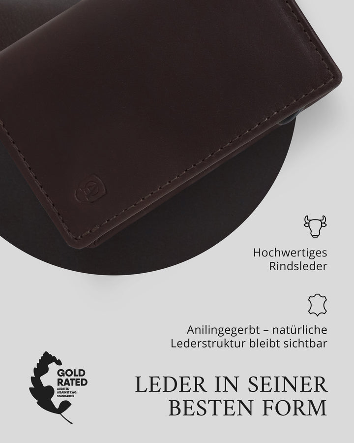 Geldbörse Herren Damen, Portemonnaie, slim wallet, pop up wallet, RFID-Blocker, Brieftasche, Rindsleder#farbe_braun