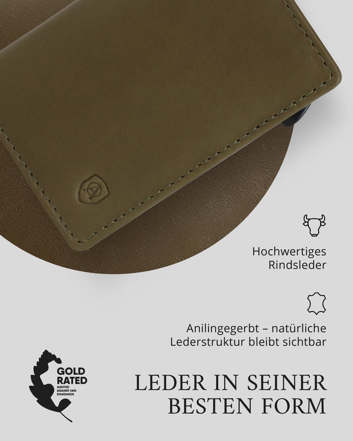 Geldbörse Herren Damen, Portemonnaie, slim wallet, pop up wallet, RFID-Blocker, Brieftasche, Rindsleder#farbe_gruen