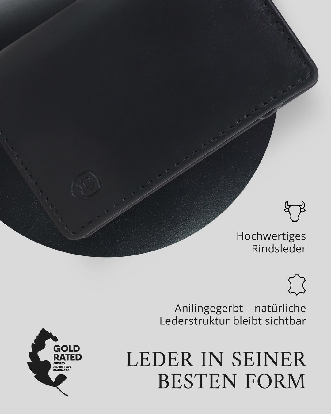 Geldbörse Herren Damen, Portemonnaie, slim wallet, pop up wallet, RFID-Blocker, Brieftasche, Rindsleder#farbe_schwarz