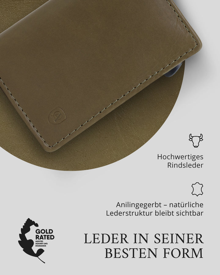 Geldbörse Herren Damen, Portemonnaie, slim wallet, pop up wallet, RFID-Blocker, Brieftasche, Rindsleder#farbe_gruen