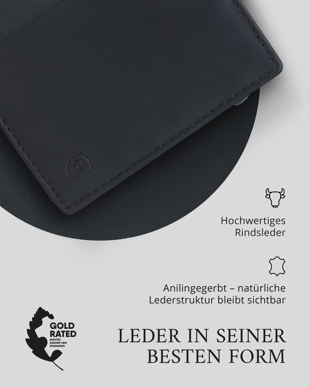 Geldbörse Herren Damen, Portemonnaie, slim wallet, pop up wallet, RFID-Blocker, Brieftasche, Rindsleder#farbe_schwarz