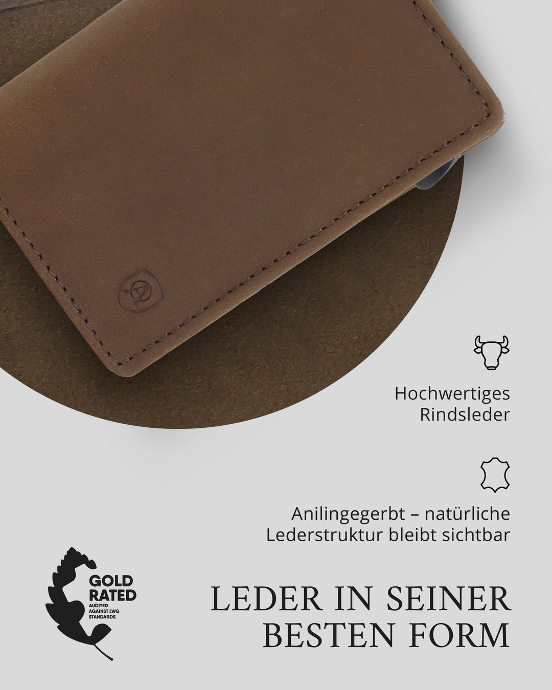 Geldbörse Herren Damen, Portemonnaie, slim wallet, pop up wallet, RFID-Blocker, Brieftasche, Rindsleder#farbe_Vintage-braun