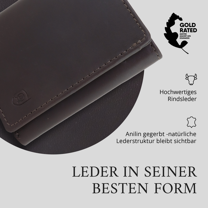 Geldbörse Herren Damen, Portemonnaie, slim wallet, Cardholder, RFID-Blocker, Brieftasche, Rindsleder#farbe_braun
